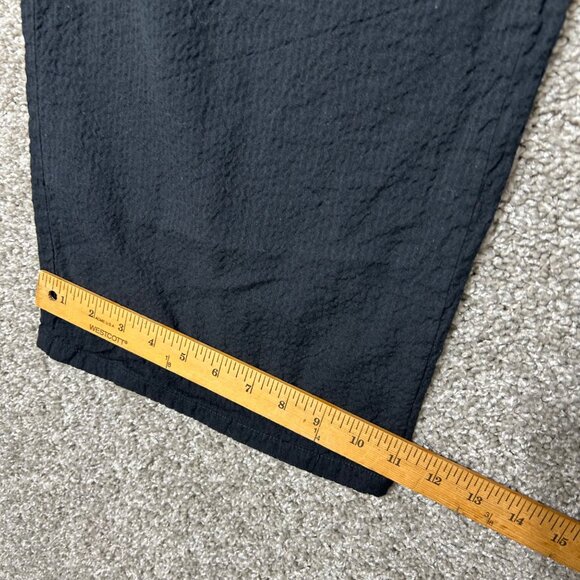 Eileen Fisher Womens M Black Organic Cotton Wide-Leg Pants A-Line Elastic Waist - Picture 6 of 9